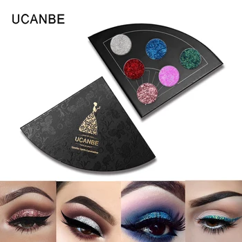 

UCANBE Glitter Shimmer Fan Shaped Eyeshadow Palette Sparkle Metallic Diamond Eye Shadow Waterproof Long Lasting Cosmetics