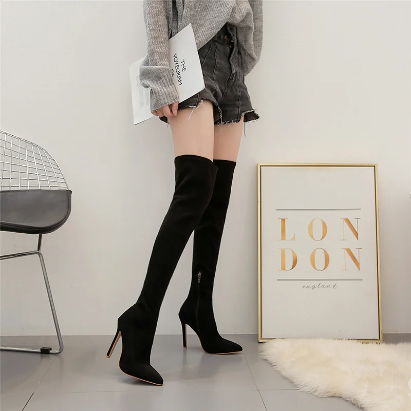 Женские ботфорты выше колена; высокие кожаные сапоги для стриптиза на высоком каблуке 11 см; Соблазнительная зимняя обувь в стиле милитари