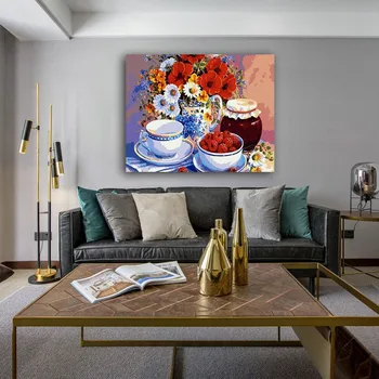 

DIY colorings pictures by numbers with horse dining-table picture drawing painting by numbers framed Home