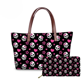 

THIKIN 3D Punk Skull Printing Women Bags Purse Handbag Leather Casual Tote Large Ladies Party Shoulder Bag Female Clutch