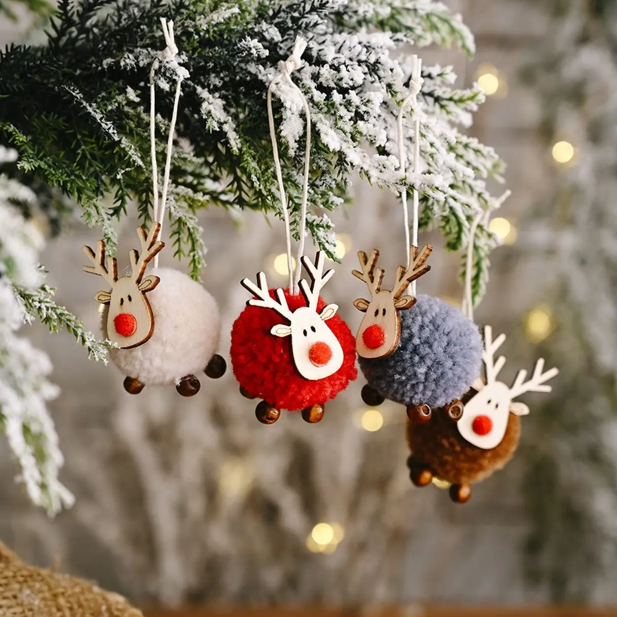 cute nordic style wooden christmas hanging reindeer decoration/present topper 
