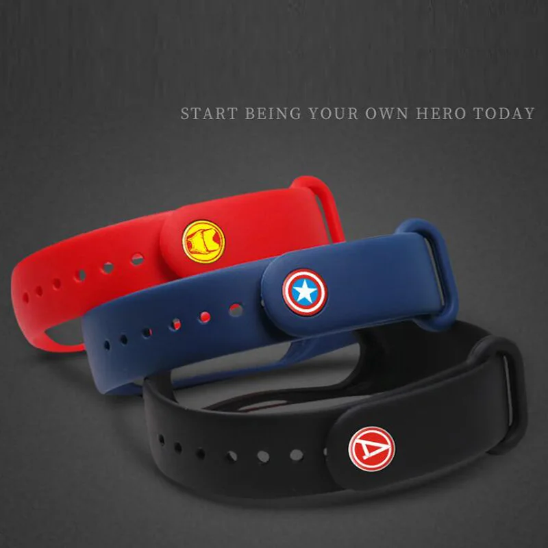 Силиконовый ремешок для mi Band 4, ремешок на запястье, спортивный ремень mi band 3, аксессуары для смарт-браслета для xiaomi mi band 4/3, ремешок Мстителей