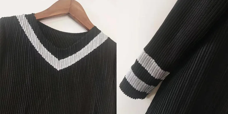 Горячая продажа Miyake складное платье пэчворк три четверти v-образным вырезом платье доступно