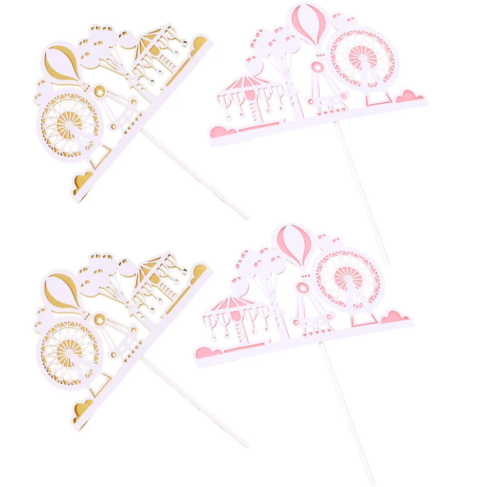 4 шт колесо обозрения воздушный шар День рождения торт украшение карты (разные