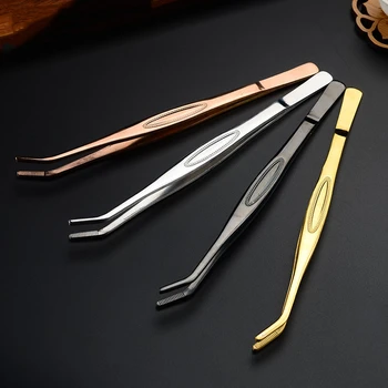 

22cm Silver/Copper/Gold/Black Stainless Steel Kitchen & Bar Tweezer Food Tongs Kitchen Cooking Medical Tweezers