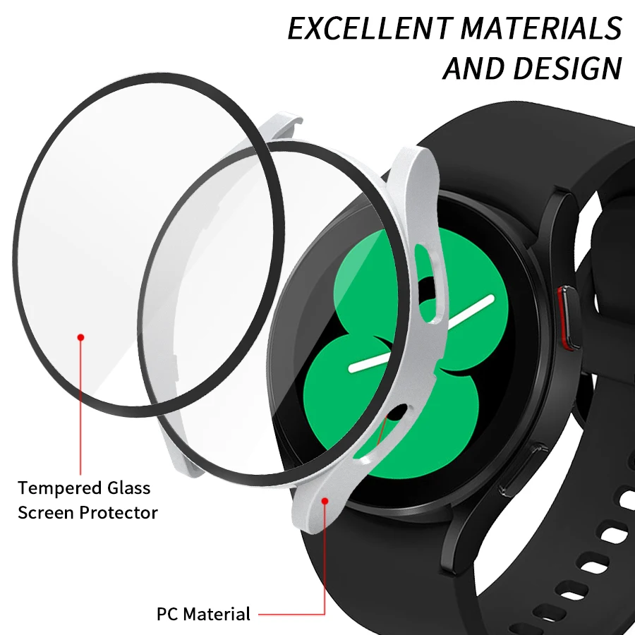 Case+Glass Cover for Samsung Galaxy Watch 4 40mm 44mm PC Matte Case Protective Bumper Shell Watch Accessories 2021 New