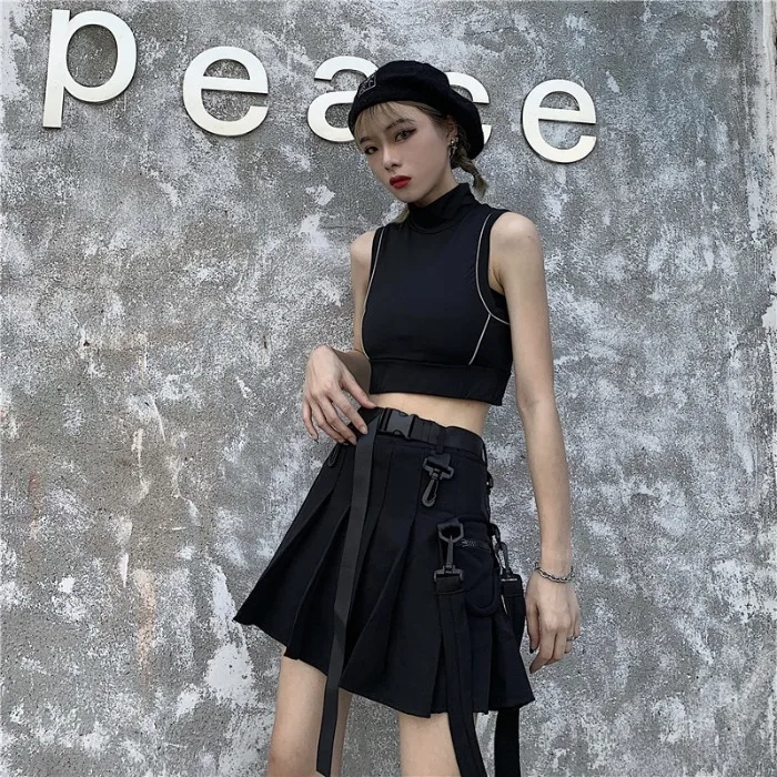 

Korean-style Summer Sense of Design Solid Color Very Fairy of WOMEN'S Skirt A- Line Skirt High-waisted Pleated Skirt Students Sk