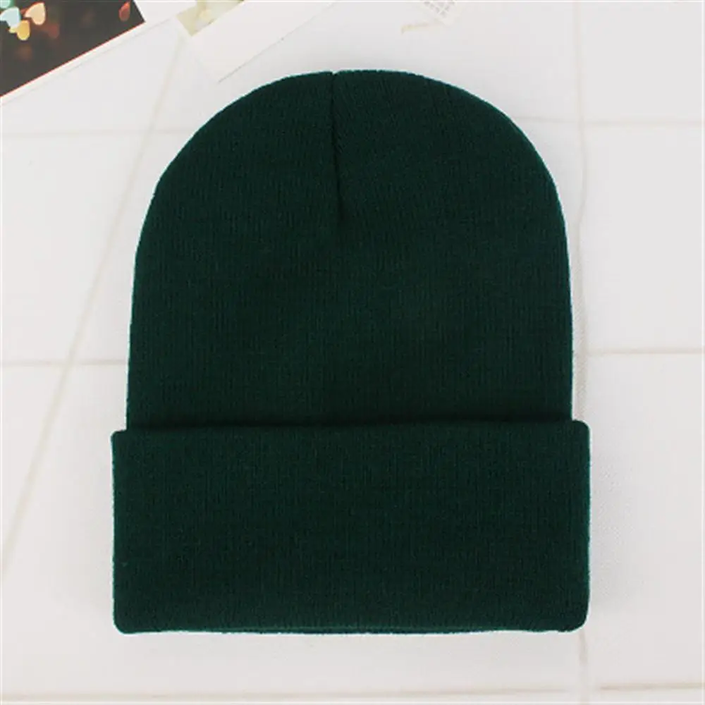 Горячая зима шапки для женщин новые шапочки вязаные твердые милые шапки для девочек осень женская шапка s теплая шапка женская Повседневная шапка - Цвет: Dark green