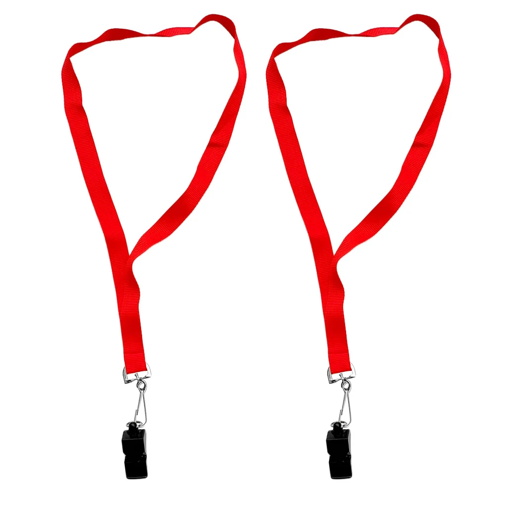 Pack of 2 Plastic SCUBA Snorkeling Safety Emergency Survival Whistle Lifeguard  Signaling Whistle with Lanyard 23 inch