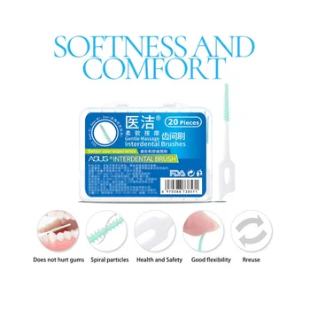 

20pcs Oral Clean Care Picks Dental Tooth Replacement Head Brush Tools Interdental Brush Easily Wash And Conveniently Carrying
