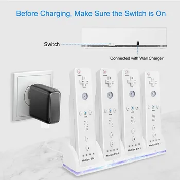 

Fast Charger Dock Station For Nintendo Wii Remote Controller USB 4/2 Port +4/2 Batteries &LED Light Charge Dock Charging Stand