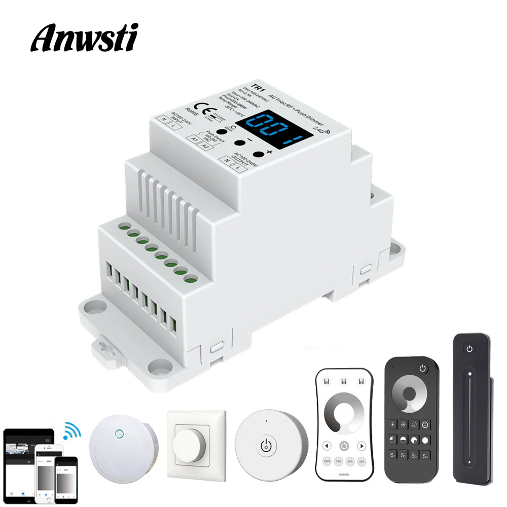 

AC Triac LED Dimmer 220V 230V 110V Wireless RF 2.4G Remote Control Dimmable Push Switch Smart Wifi Dimmer Switch LED Lamp Bulb