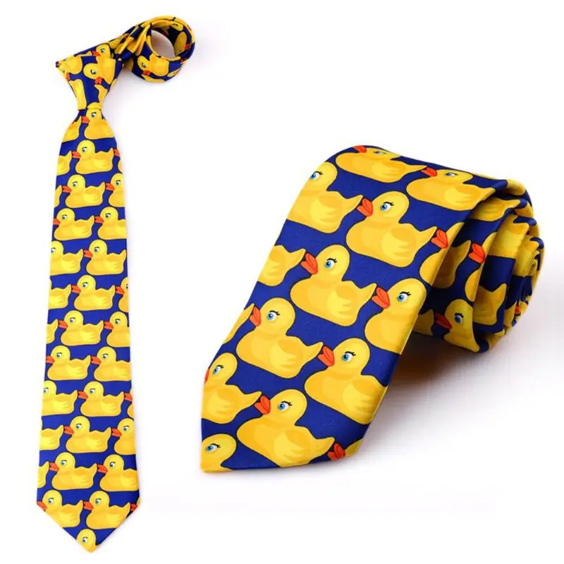 

Men Women Funny Yellow Duck Printed Necktie Imitation Silk Cosplay Party Business Suit Ties Neckwear Show Wedding Accessories