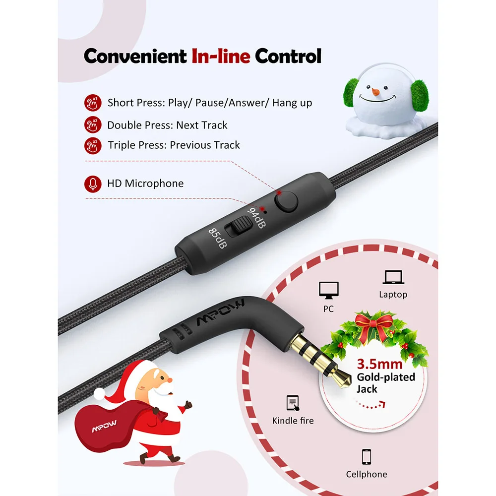 Mpow CH6 Pro детские наушники складные проводные наушники ограничитель громкости гарнитура с микрофоном Рождественский подарок для детей девочек
