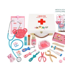 Детский ролевой Игровой домик, деревянная игрушка для моделирования, коробка для таблеток, детский набор игрушек для доктора, детский стетоскоп, инструмент для инъекций, подарок для девочки