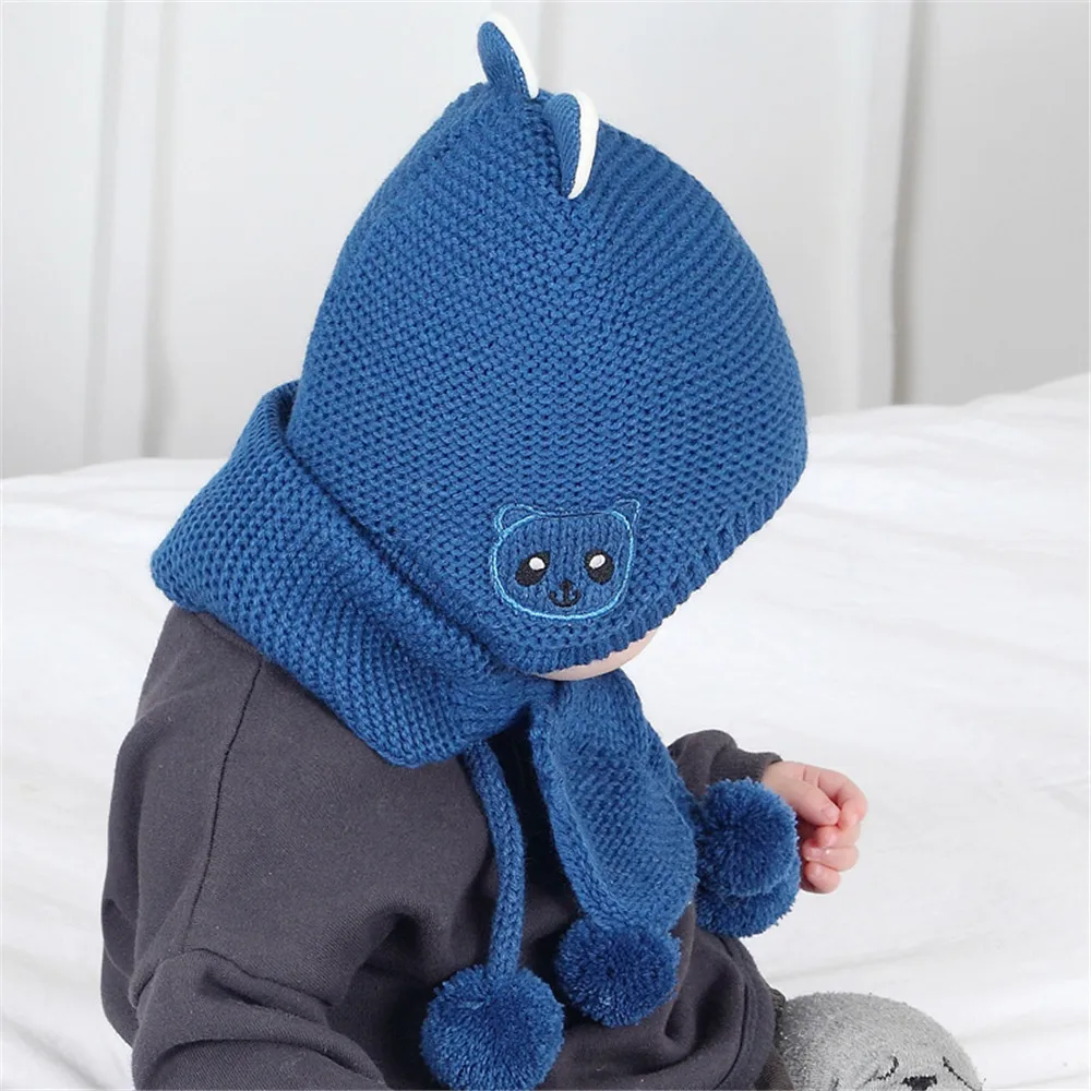 Детский зимний теплый комплект шапка fille hiver шапка шарф для девочки muts en sjaal meisje шляпа для девушки garcon hiver
