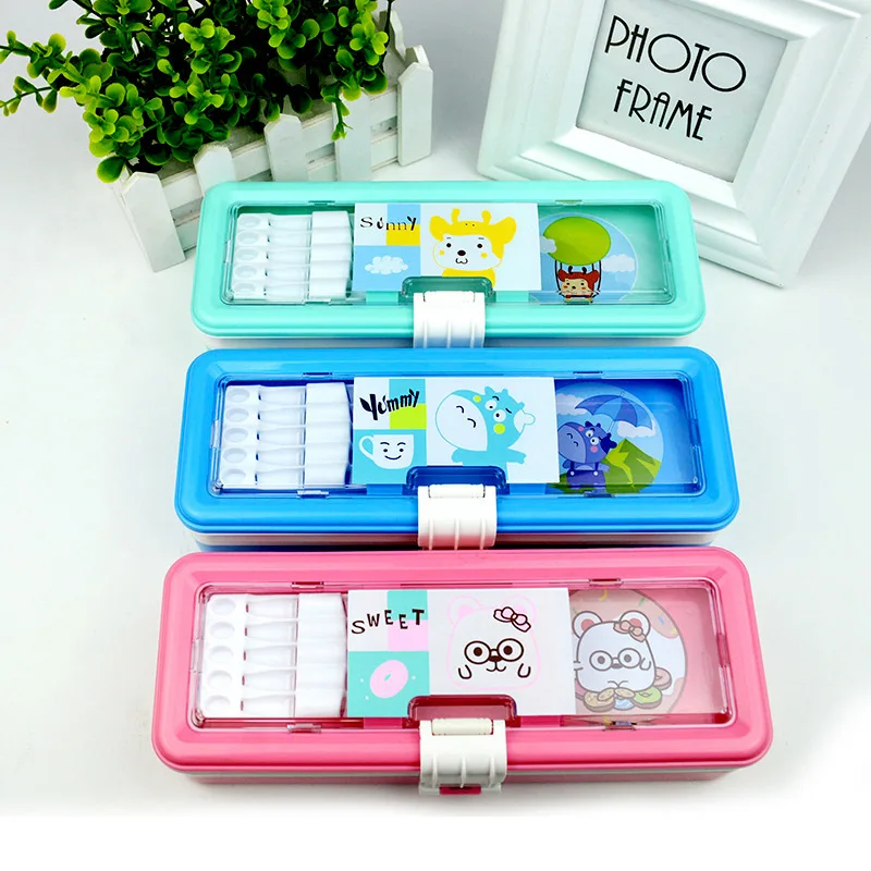 

Korean-style Creative Cartoon Multi-functional Stationery Box Young STUDENT'S Stationery Pencil Box Plastic Young STUDENT'S Gift
