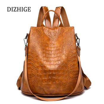 

Alligator Pattern Anti-theft Backpack Women Large Multifunction PU Leather Backpacks School Bags for Girls Daypack Mochila Mujer