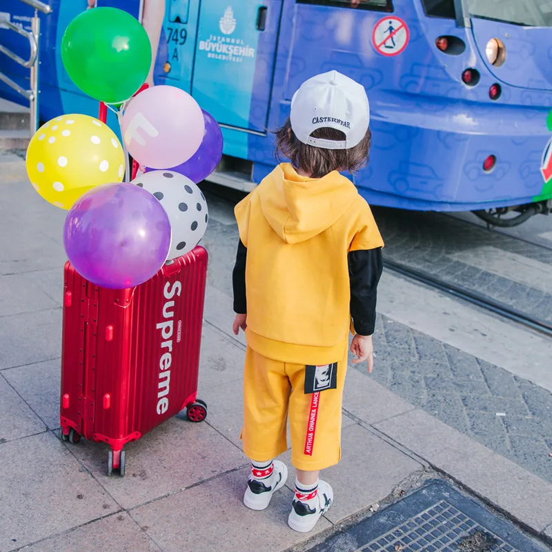 

BOY'S Suit Spring And Autumn Loose Pants 2019 New Style Fashion Childrenswear Baby Fashion-Two-Piece Set Small CHILDREN'S Boy Se