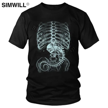

Alien vs Predator Tees Alien Bone T Shirt Covenant Tshirt Short Sleeve Human Body Embryo X-Ray T-Shirt Plus Size Cotton Tops