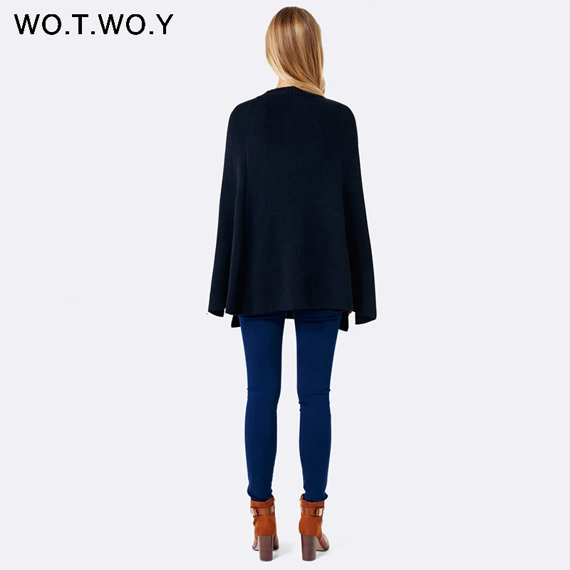 2018 Knitted Cloak Sweater Women Casual Loose Shawl Autumn Winter Streetwear Poncho Women Sweater And Pullovers Plus Size