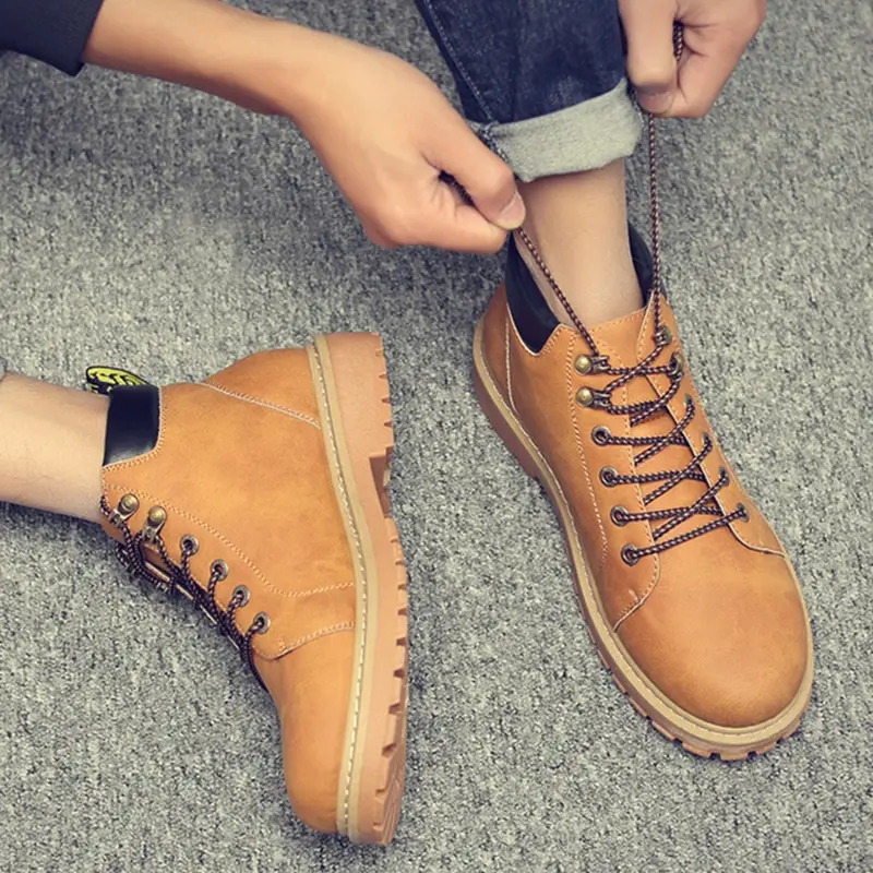 MoneRffi New Leather Men Boots Spring Autumn And Winter Man Shoes Ankle Boot Men's Snow Shoe Work Plus Size 38-44 Dropshipping