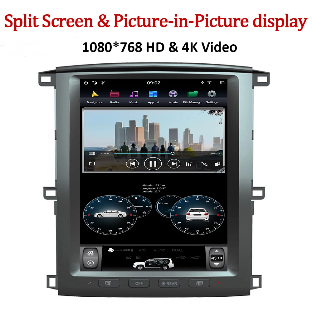 YAZH Android 8,1 OS автомобильный блок радио для Toyota Land Cruiser LC100 2002 2003 2004 2005 2006 2007 с 12," ips gps дисплеем DSP