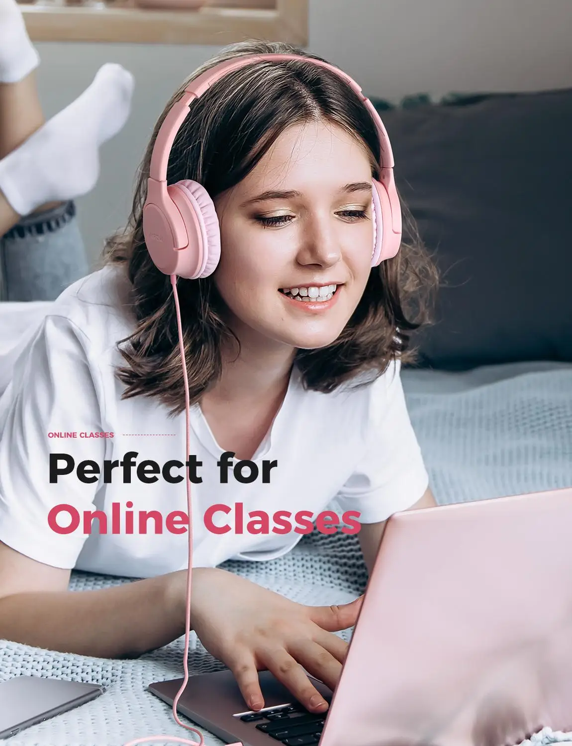 Mpow CHE2 Kids Children Wired Headphones Stereo Sound Over ear Headset Lightweight Foldable Headset for Tablets PC Online Class