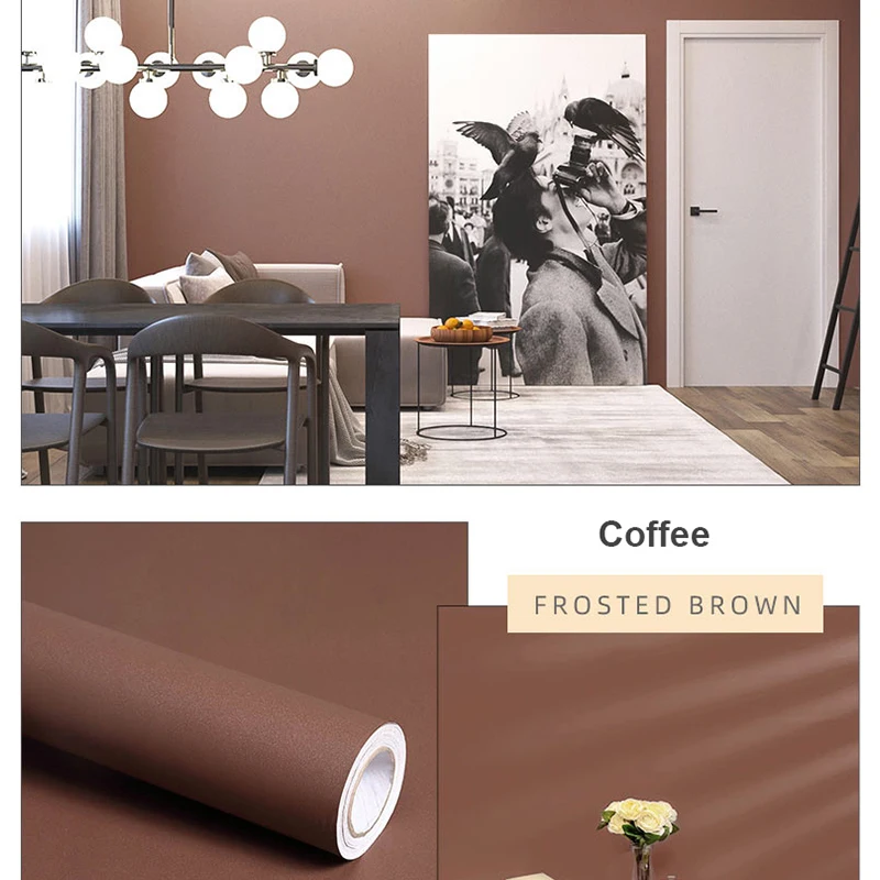 Waterproof Self-Adhesive Bedroom Warm Wallpaper Pure Gray Wall Stickers Student Dormitory Decoration Furniture Renovation Film