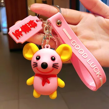 

New Fashionable Cute Lucky Mouse Couple Keychain Pendant Student Bag Key Ornament Creative Couple Jewelry Gift