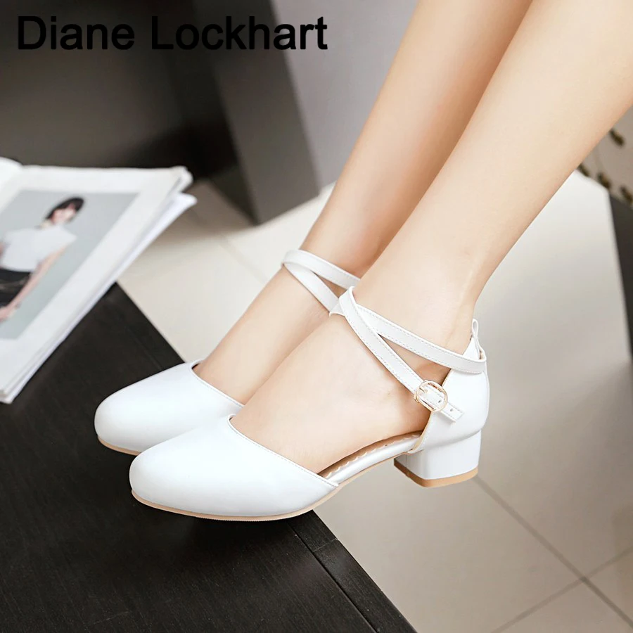 Sandalias cómodas de punta para Mujer, Zapatos blancos de tacón alto de 3CM, talla grande 41 42 43 - AliExpress