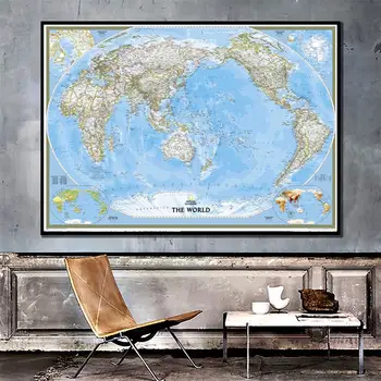 

2011 Version The World Physical Map A2 Size HD Printed Waterproof Fine Canvas No-frame Painting For Living Room Wall Decor