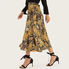 Европейский стиль, леопардовая юбка, женская одежда с эластичной резинкой на талии, Faldas Mujer Moda, юбки на осень и весну