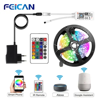 

WiFi LED Light 5M 2835 Light Strip Works with Alexa and Google Asistant / Bluetooth APP Control 12V RGB Tape