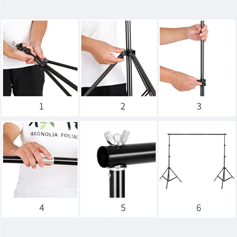 2.6M x 3M/8.5ft x 10ft Background Support System and 20W LED 5500K Umbrellas Softbox Continuous Lighting Kit