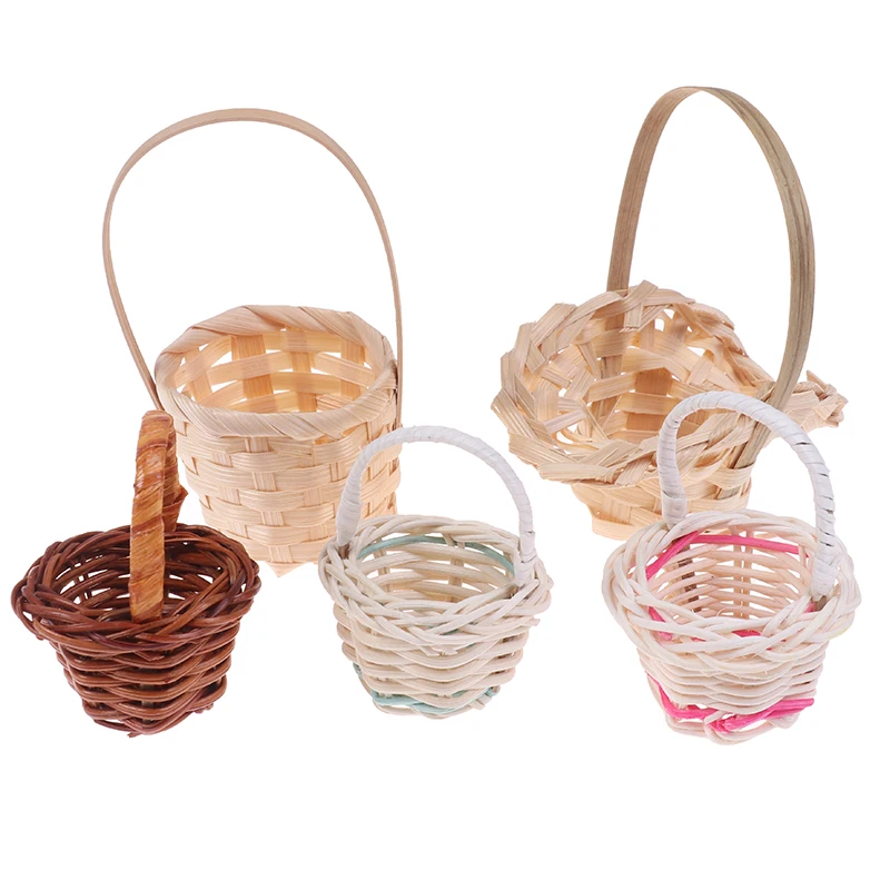 Venta 2 uds Mini casa de muñecas Marco de ratán tejido a mano vegetal flor Shooping cesta lindos juguetes muñecas 1/12 decoraciones en miniatura GR6Je9leOqB