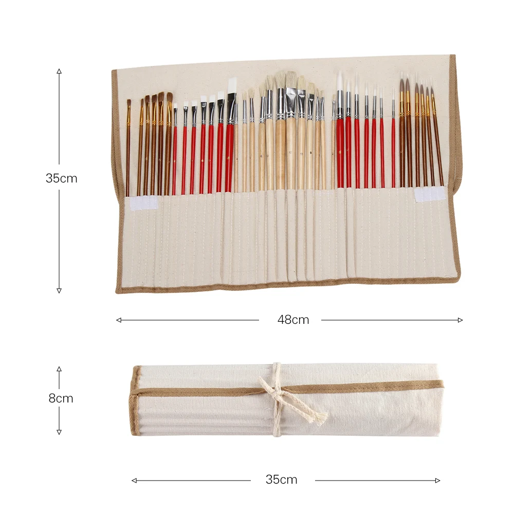 38Pcs Artist Paint Brushes Set Supplies Starter Kit Taklon/ Bristle/ Horse Hair Brushes for Acrylic Oil Watercolor Gouaches