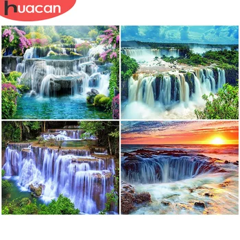 

HUACAN Pictures By Number Kits Waterfall Hand Painted Paintings DIY Painting By Numbers Scenery Drawing On Canvas Home Decor