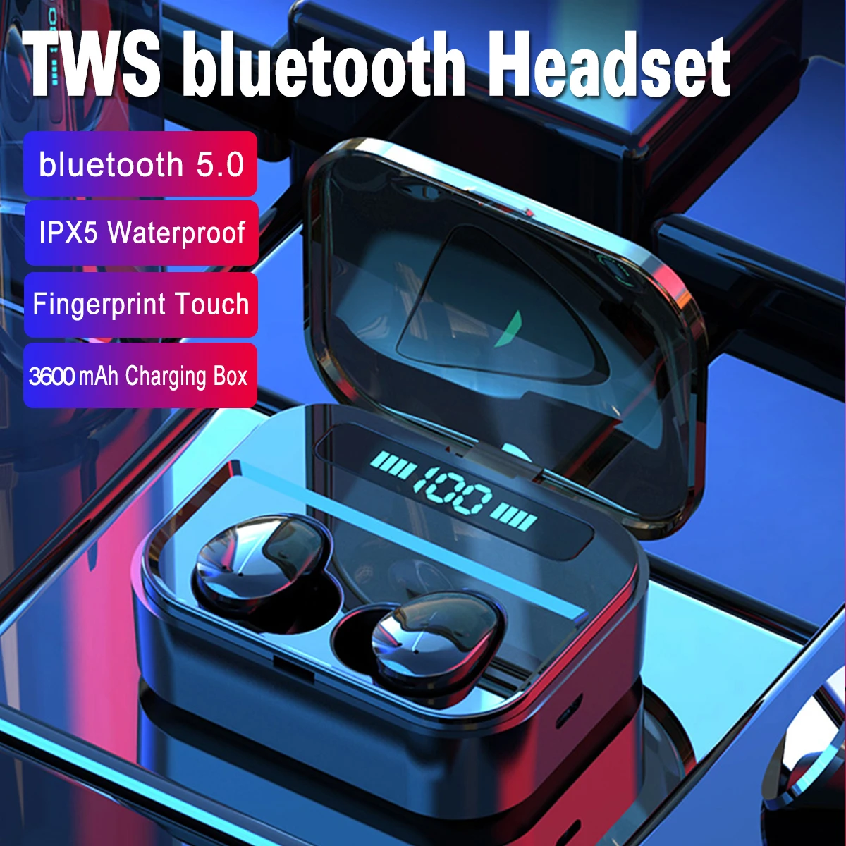 TWS True беспроводные наушники стерео bluetooth 5,0 наушники мини TWS водонепроницаемый 3600 мАч power Bank наушники отпечатков пальцев сенсорные