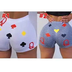 Novidades, bermuda feminina estampada com letras, cintura alta, stretch, tamanho grande, lanches de doces