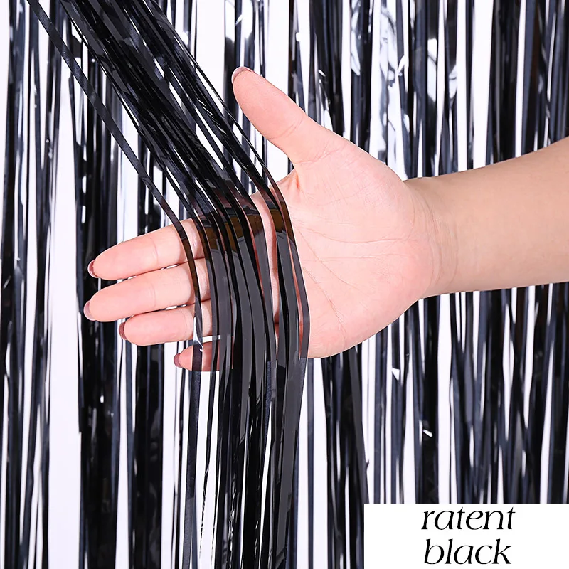 ratent black Сверкающая блестящая мишура, бахрома, фольга, занавески для девичника, вечерние занавески, занавески для дня рождения, украшения для взрослых, юбилей, Декор - Цвет: ratent black