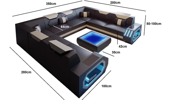 Роскошный диван комплект 7 местный секционный диван u-образный регулируемый подголовник для дивана или телевизора