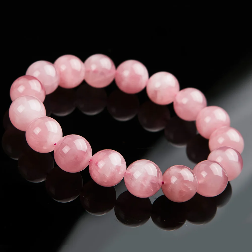 

12mm Genuine Natural Rose Quartz Pink Madagascar Stretch Bracelet Woman Men Round Beads Crystal AAAAA Drop Shipping