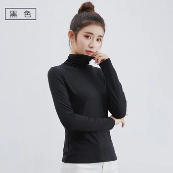 

New Arrival Women Spring And Autumn High Fashion Turtleneck Soft Modal Elastic Under T Shirt Tops Female Casual Oversize Shirts