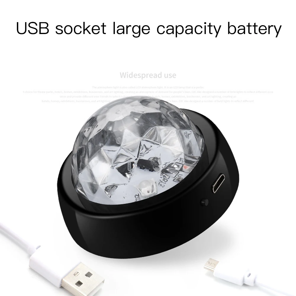 Universal Mini Car SUV Interior RGB LED Music DJ Disco Atmosphere Light With Magnetic Base USB Charger 5V Car Interior 5