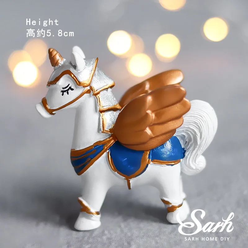 Knight and Pegasus Unicorn Horse Cake Toppers for Birthday Party Decoration Kid Baby Shower Supplies Wedding Baking Love Gifts - Цвет: Blue war horse
