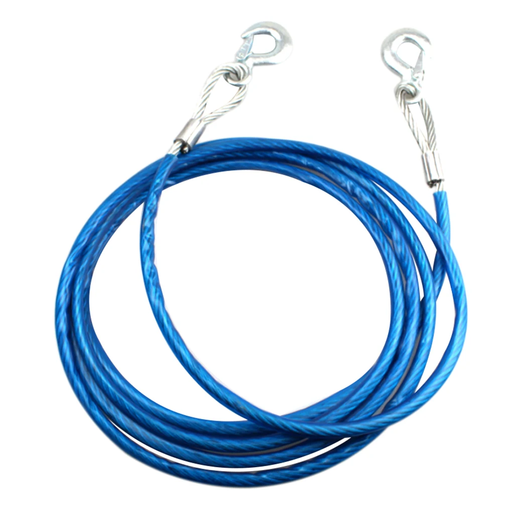 Car 5M Emergency Towing Steel Wire Rope Tow Trailer Strap Cable With Hooks