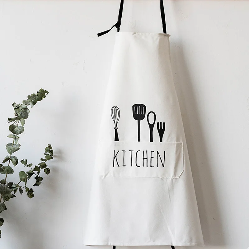Adjustable Print Pattern Apron Chef Waiter Kitchen Cook Apron With Pockets Polyester Water Proof Kitchen Tools For Man Woman