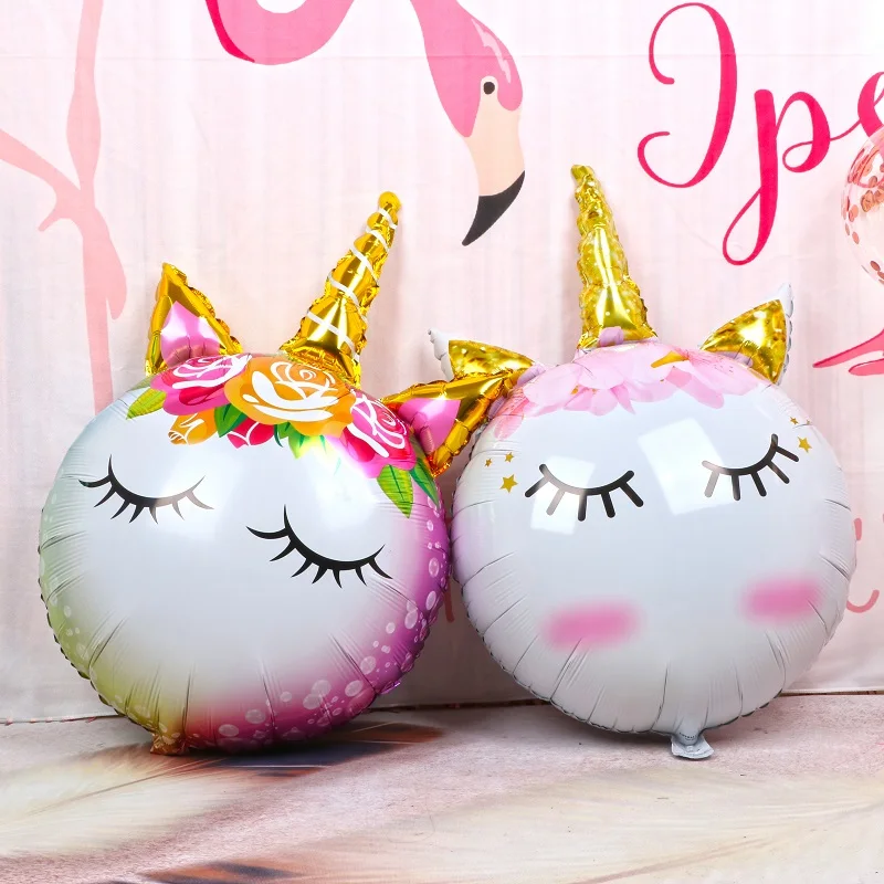 

52*78cm Unicorn Head Balloons Inflatable Rainbow Animal Balloon Kids Baby Shower Toys Unicorn Birthday Party Decoration Supplies
