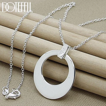 

DOTEFFIL 925 Sterling Silver Sickle Pendant Necklace 18 Inch Chain For Woman Charm Fine Jewelry Wholesale
